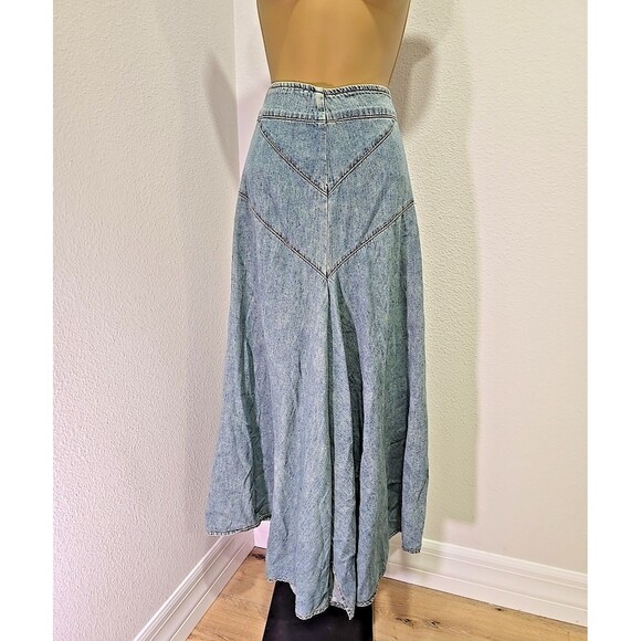 Vtg Ashley Stewart Y2K Denim Midi Maxi Jean Skirt 16 Asymmetrical Western Boho - Picture 1 of 9